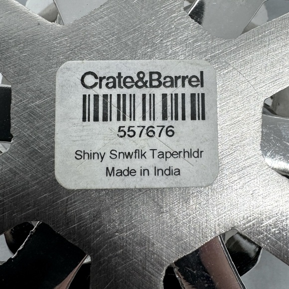 Crate & Barrel Pair of Shiny Snowflake Taper Holders - Picture 5 of 6